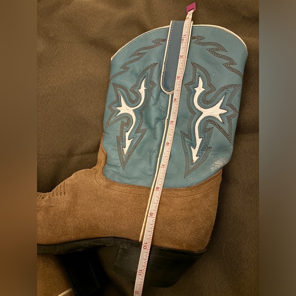 Blue and brown Dan post cowboy boots size 7.5m - Picture 16 of 16